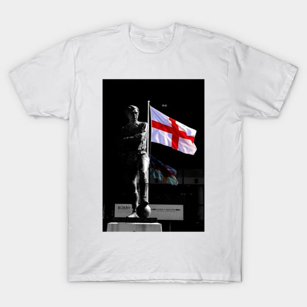 Bobby Moore Statue England Flag Wembley Stadium T-Shirt by AndyEvansPhotos